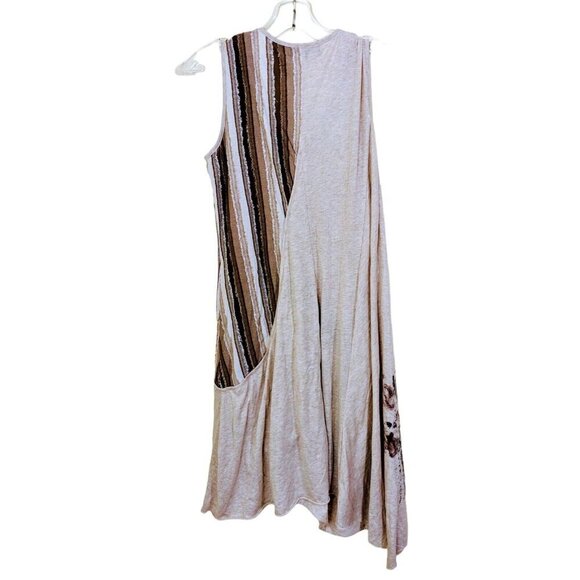 Cativa Lagenlook Dress Womens Size XL Mixed Media Sleeveless Neutrals Beige Boho - Picture 2 of 7